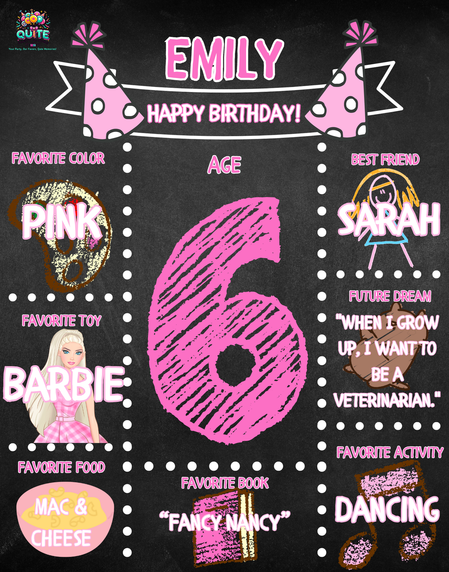 🎉 Birthday Girl Chalkboard Template - Editable in Canva! 🎉