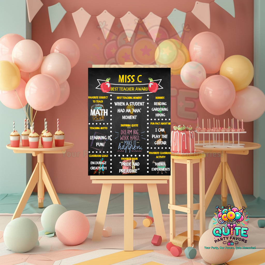 🎉 Teacher Chalkboard Party Favor Template - Editable in Canva! 🎉