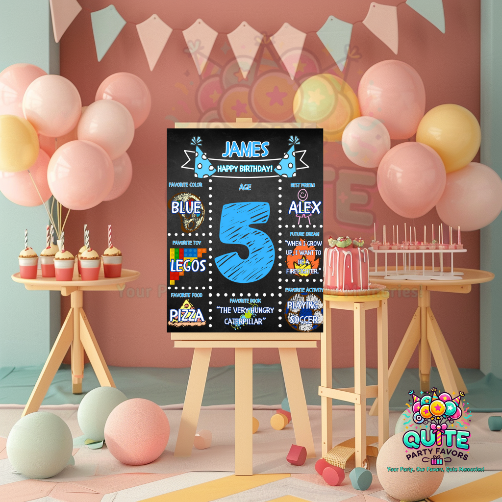 🎉 Birthday Boy Chalkboard Template - Editable in Canva! 🎉