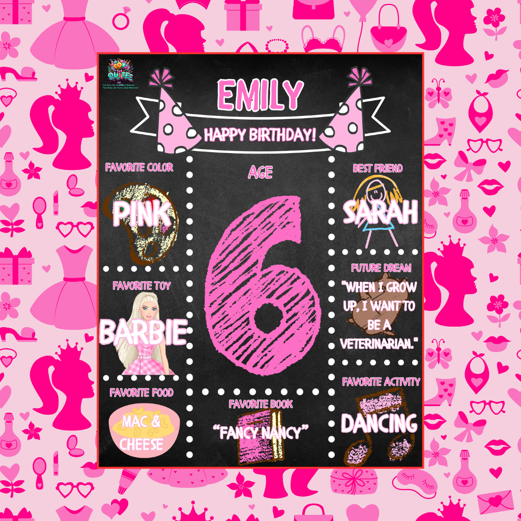 🎉 Birthday Girl Chalkboard Template - Editable in Canva! 🎉