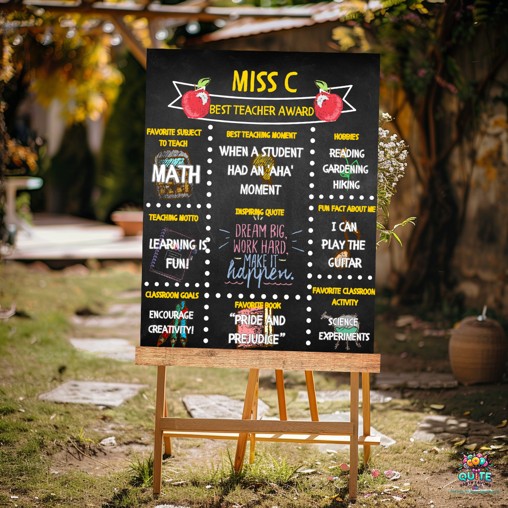 🎉 Teacher Chalkboard Party Favor Template - Editable in Canva! 🎉