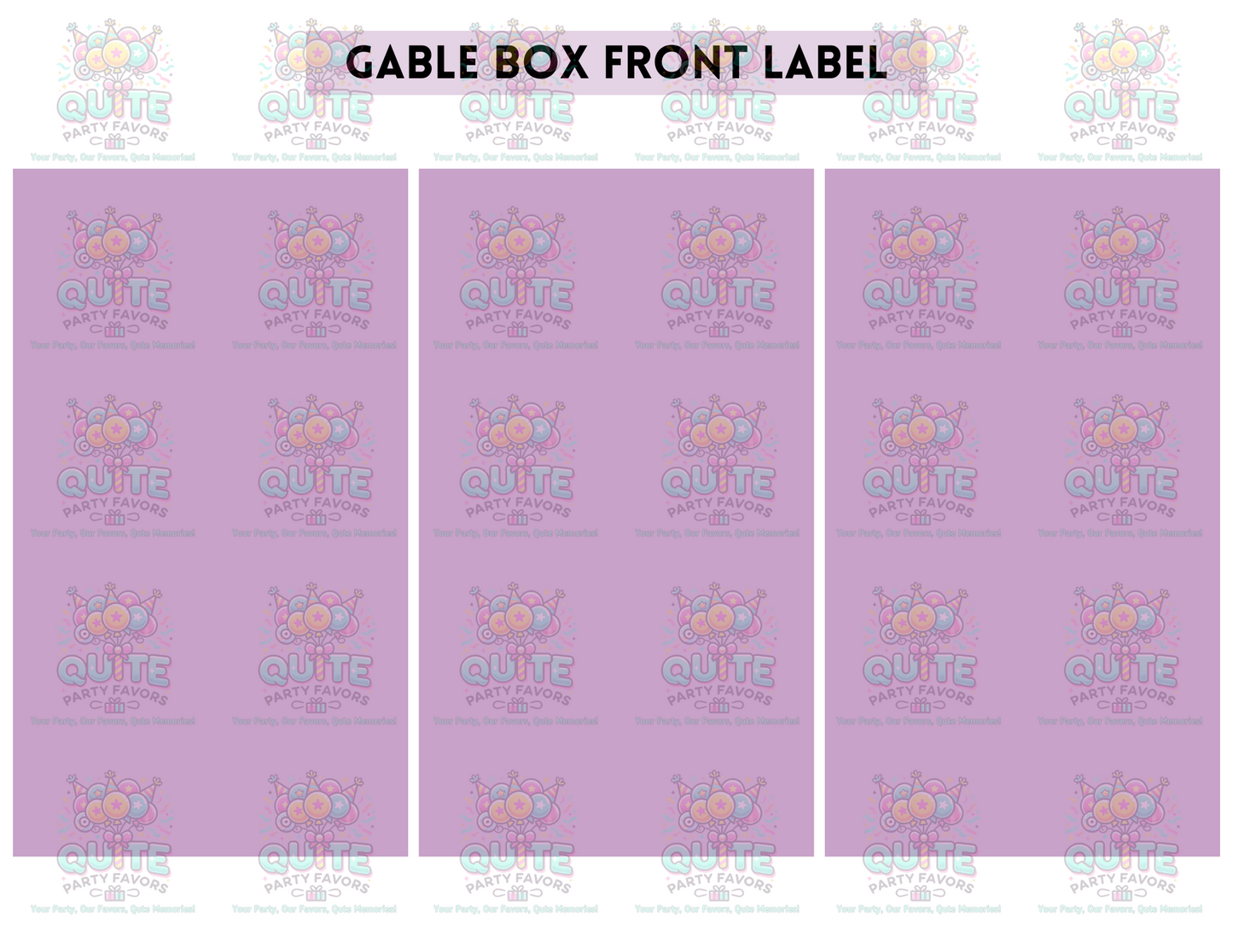 Gable Box Front Label Template