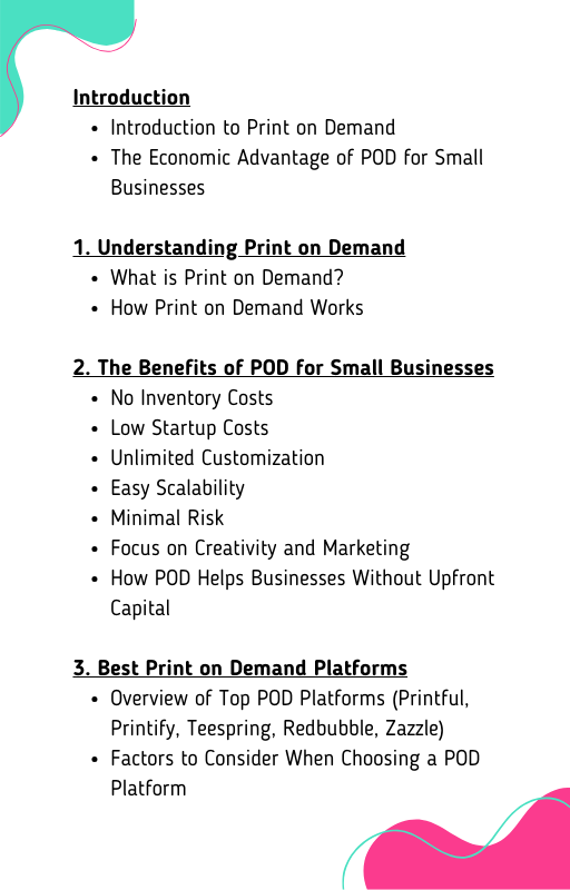 Print On Demand: The Small Business Success Guide with Minimal Upfront Costs